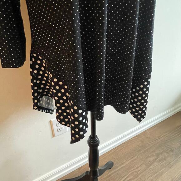 Zac & Rachel women's blouse Large shark tail black and white polka dot L/S - Picture 4 of 15